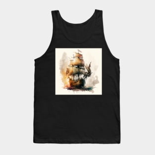 Pirate Ship watercolour Tank Top